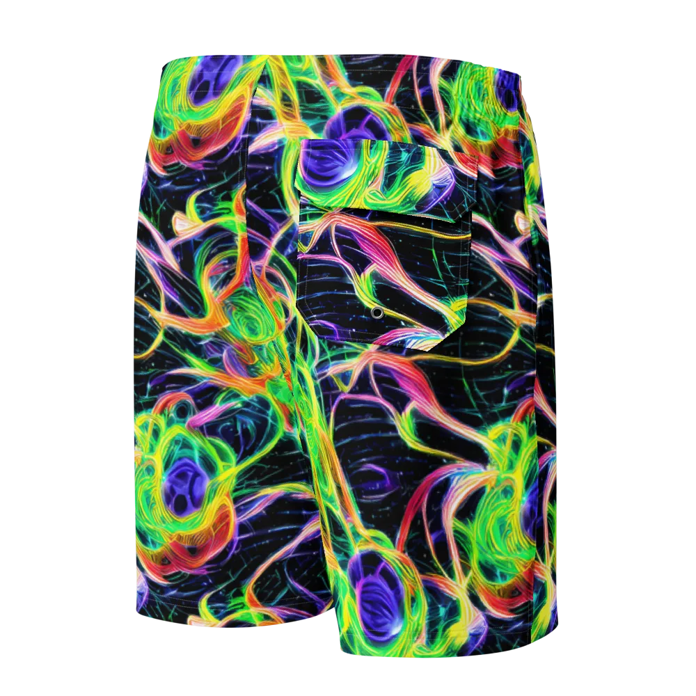 Neon Cell Garden on Men's Board Shorts — Back