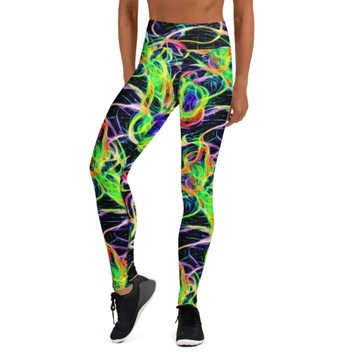 Neon Cell Garden on a Yoga Leggings