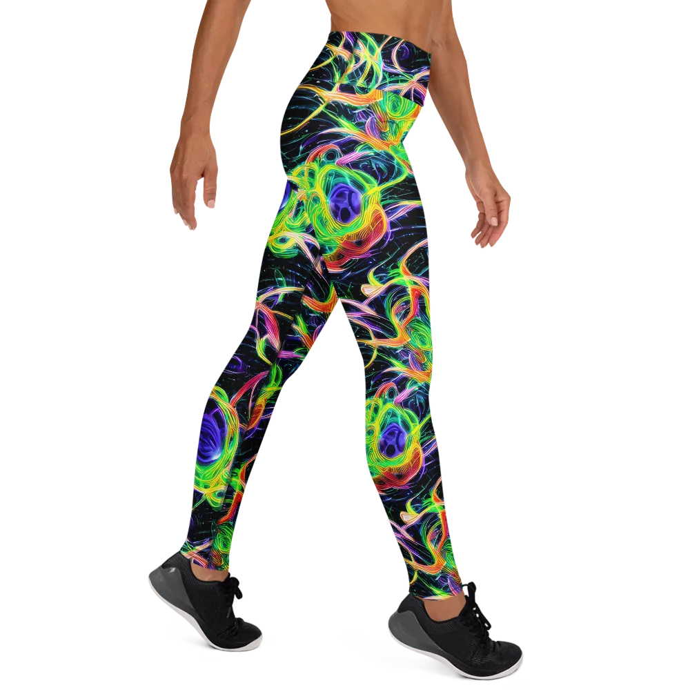 Neon Cell Garden on Yoga Leggings — Right