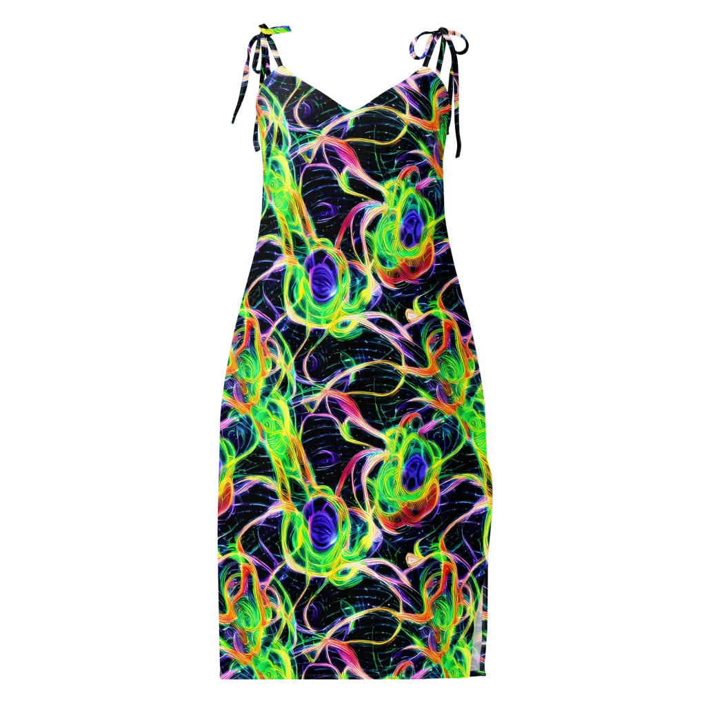 Neon Cell Garden on Slip Dress — Front