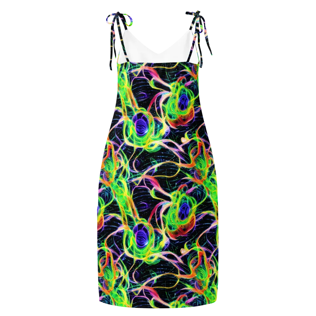 Neon Cell Garden on Slip Dress — Back