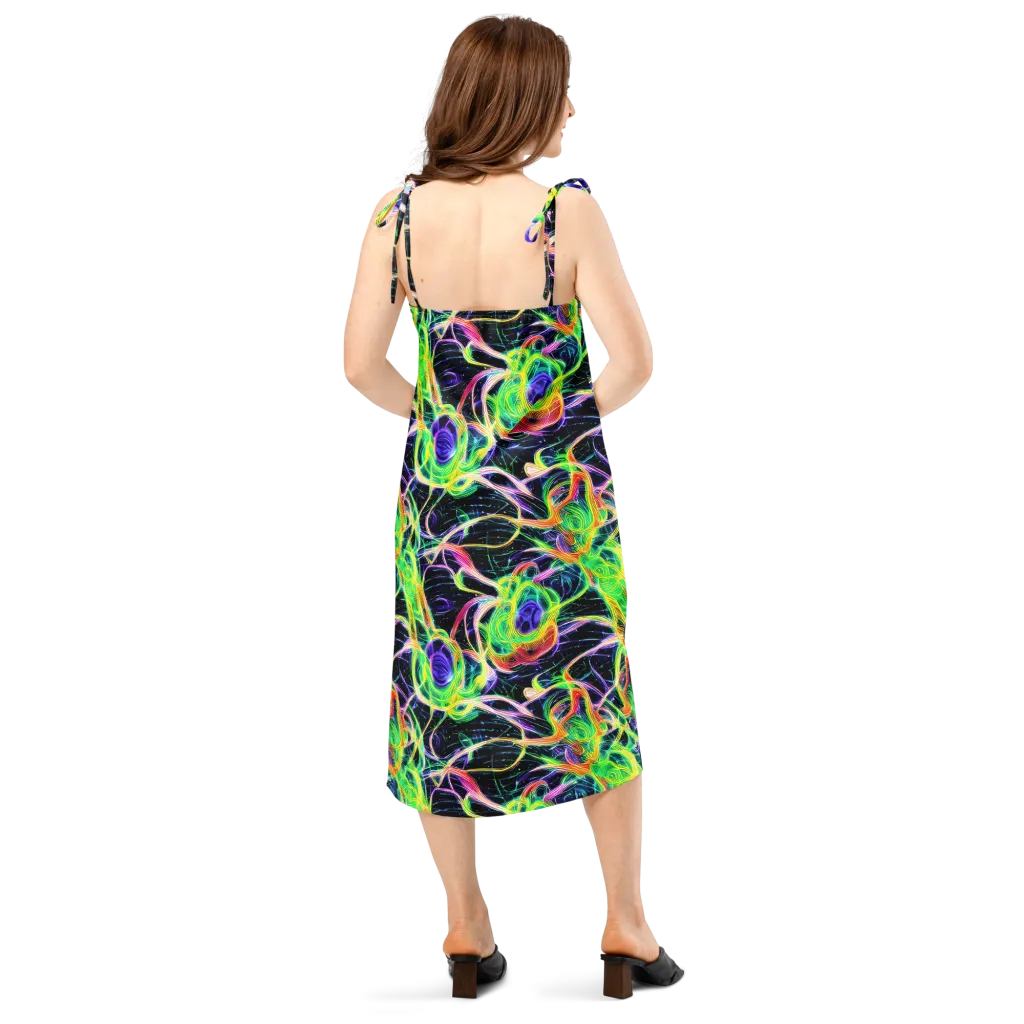 Neon Cell Garden on Slip Dress — Back