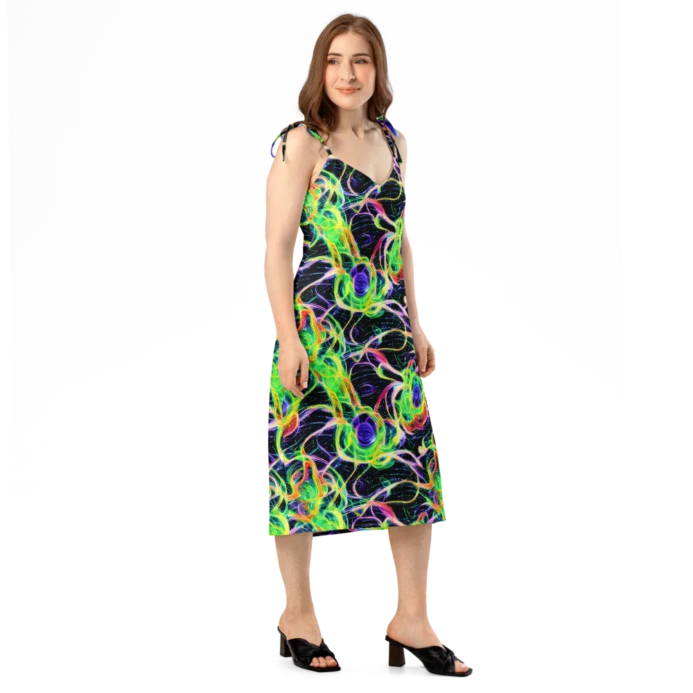 Neon Cell Garden on Slip Dress — Right Front