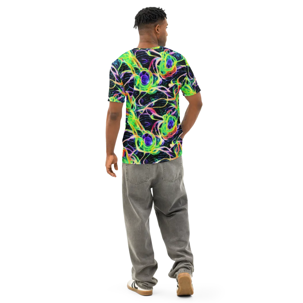 Neon Cell Garden on Men's Cotton Crew Neck T-Shirt — Back
