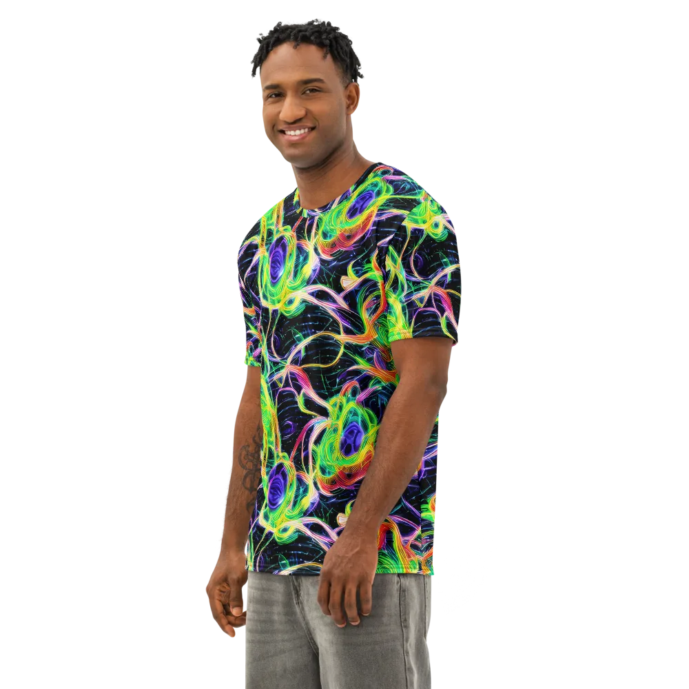 Neon Cell Garden on Men's Cotton Crew Neck T-Shirt — Left Front