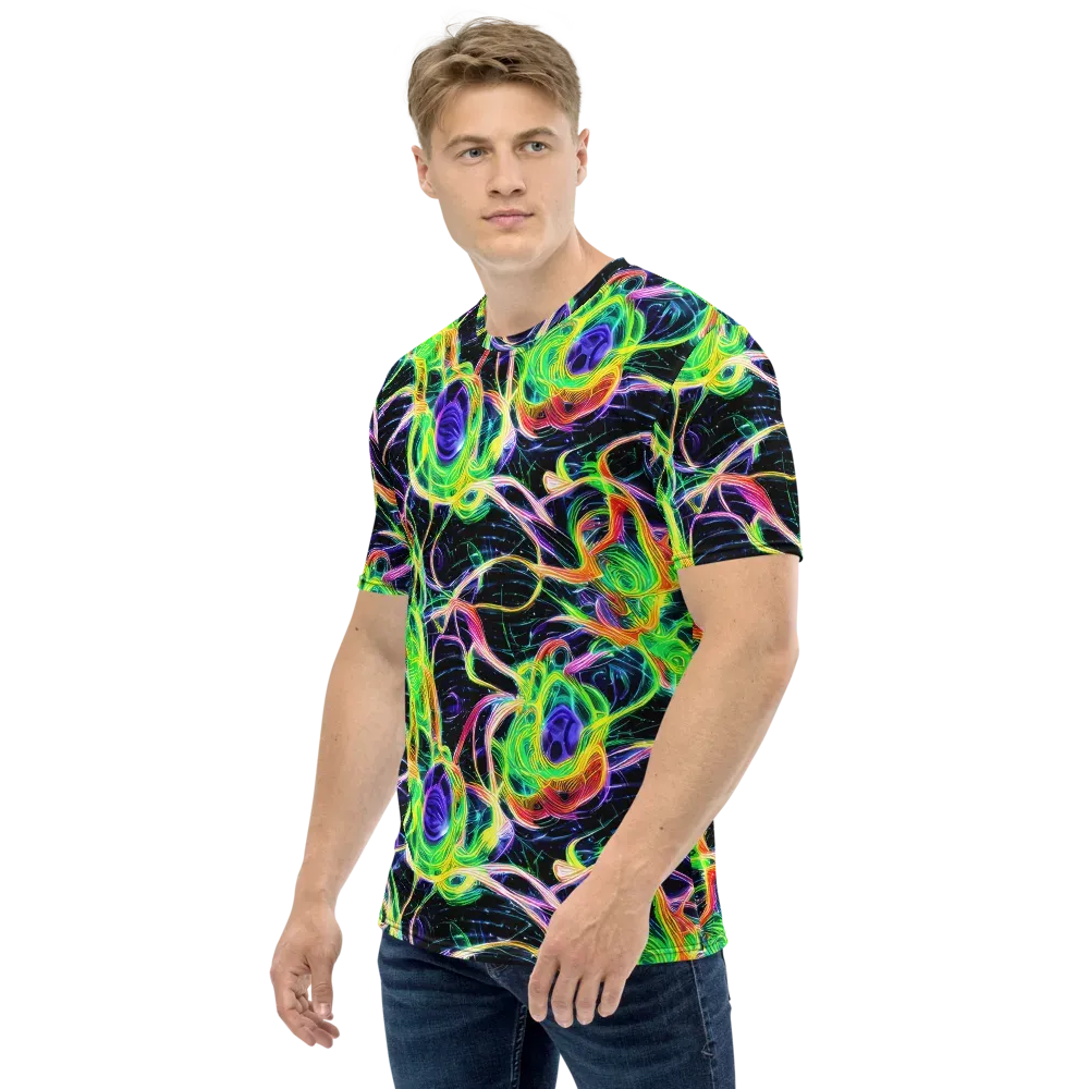 Neon Cell Garden on Men's Crew Neck T-Shirt — Left