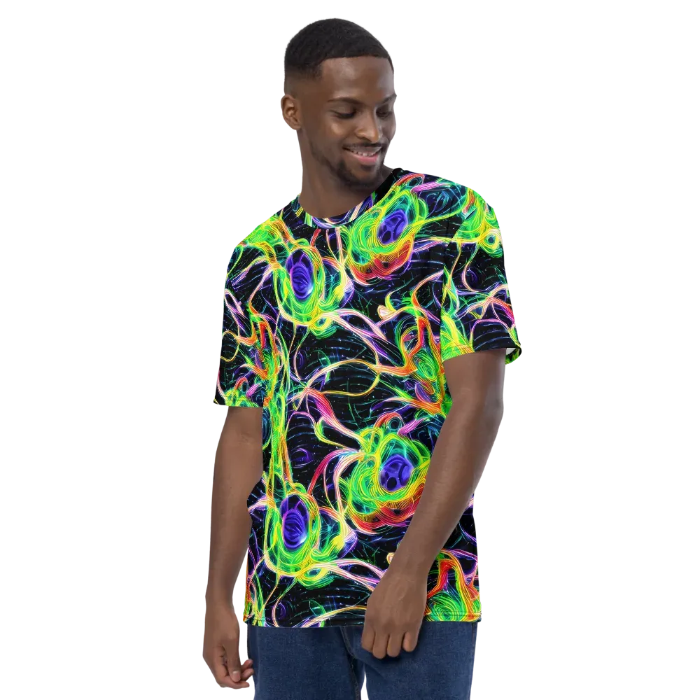 Neon Cell Garden on Men's Crew Neck T-Shirt — Left