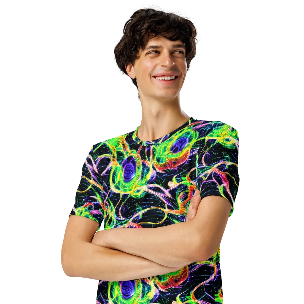 Neon Cell Garden on Men's Crew Neck T-Shirt — Left Front