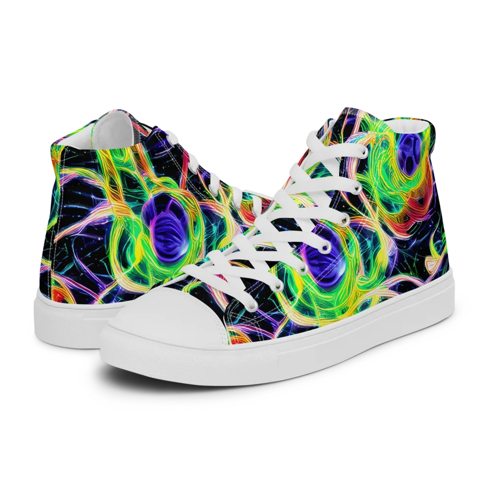 Neon Cell Garden on Men's High Top Canvas Shoes — Left