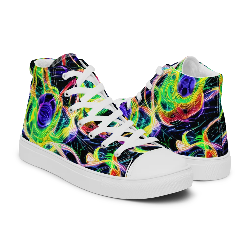 Neon Cell Garden on Men's High Top Canvas Shoes — Right