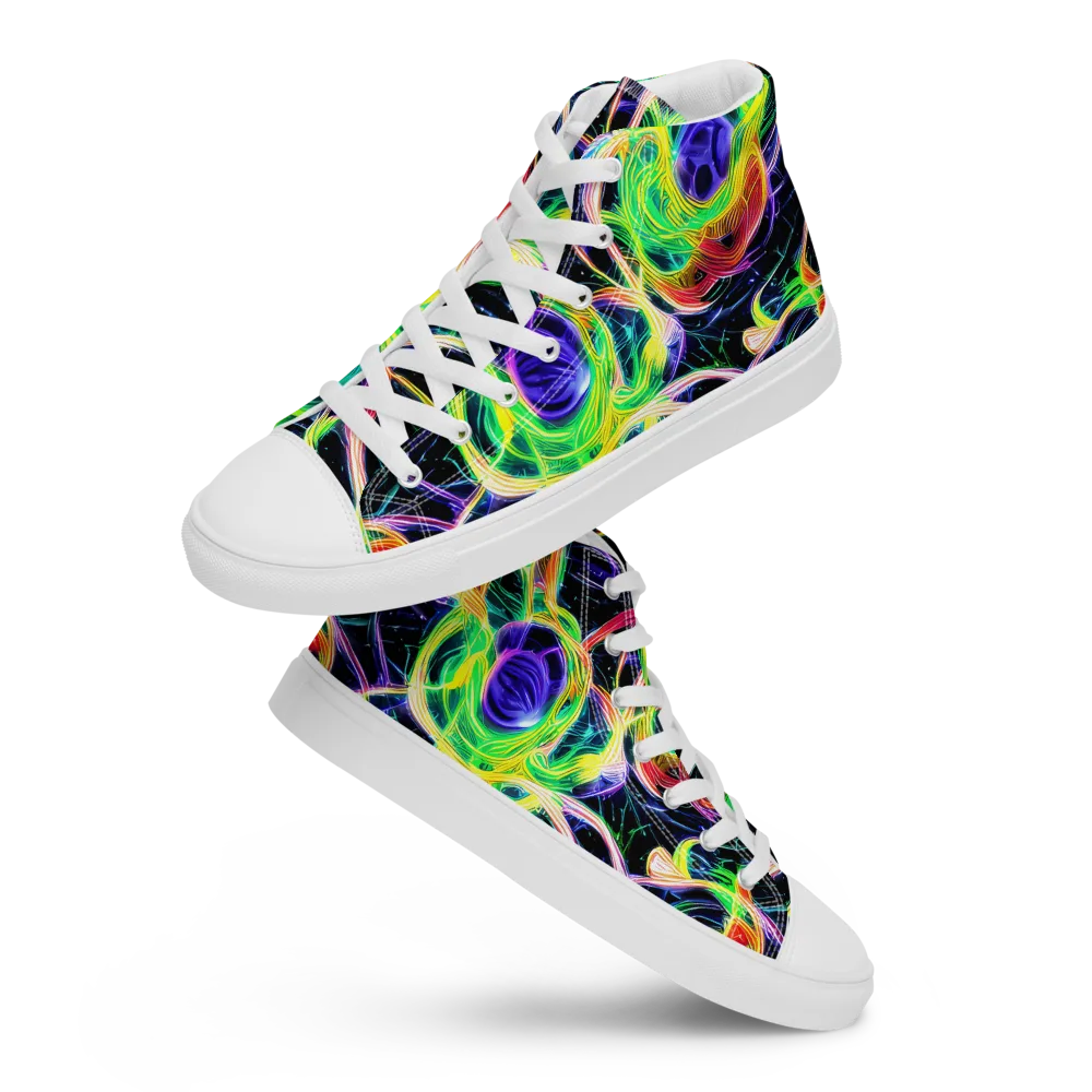 Neon Cell Garden on Men's High Top Canvas Shoes — Front