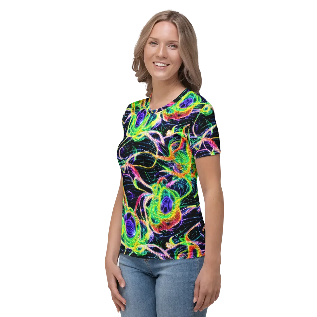 Neon Cell Garden on Women's Crew Neck T-Shirt — Left