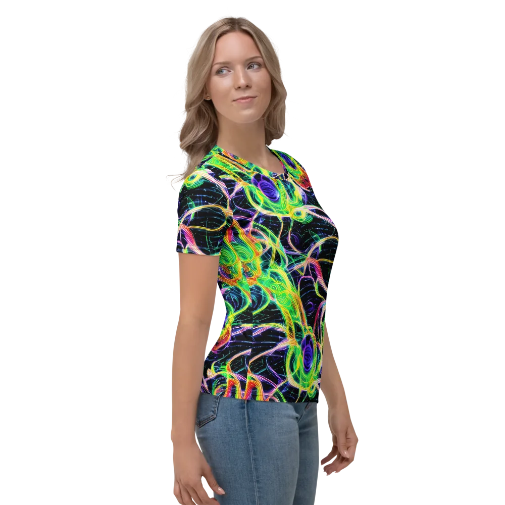 Neon Cell Garden on Women's Crew Neck T-Shirt — Right