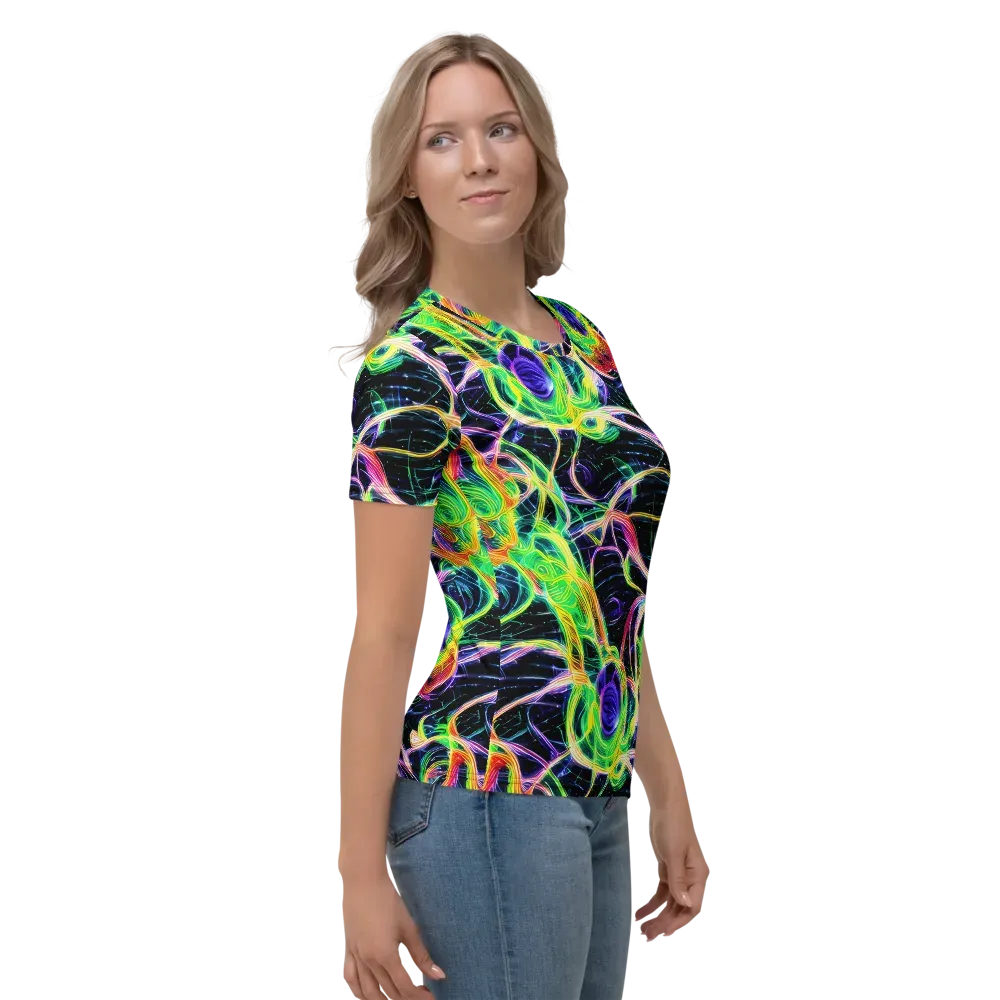 Neon Cell Garden on Women's Crew Neck T-Shirt — Right
