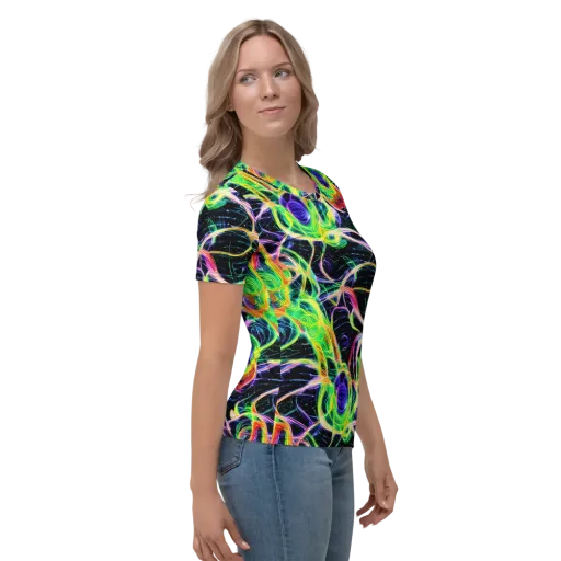 Neon Cell Garden on a Women's Crew Neck T-Shirt