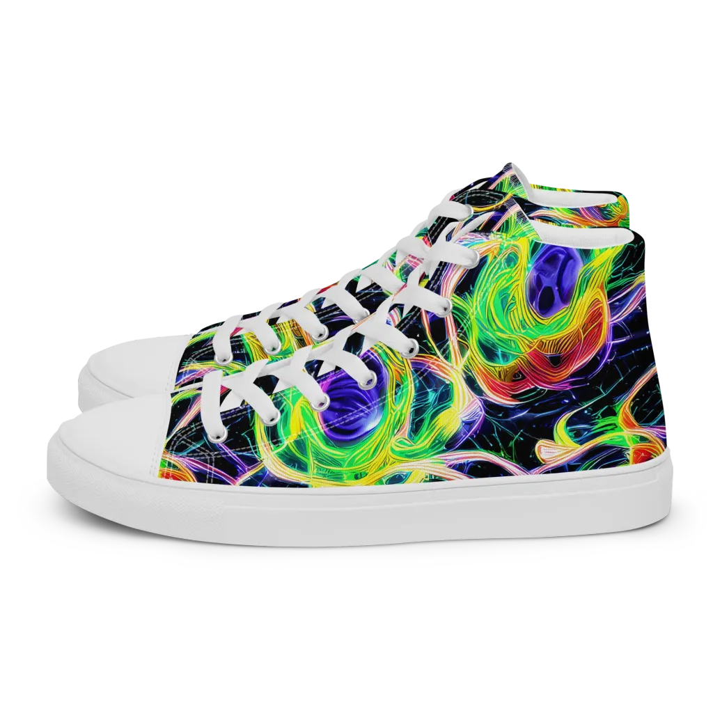 Neon Cell Garden on Women's High Top Canvas Shoes — Left