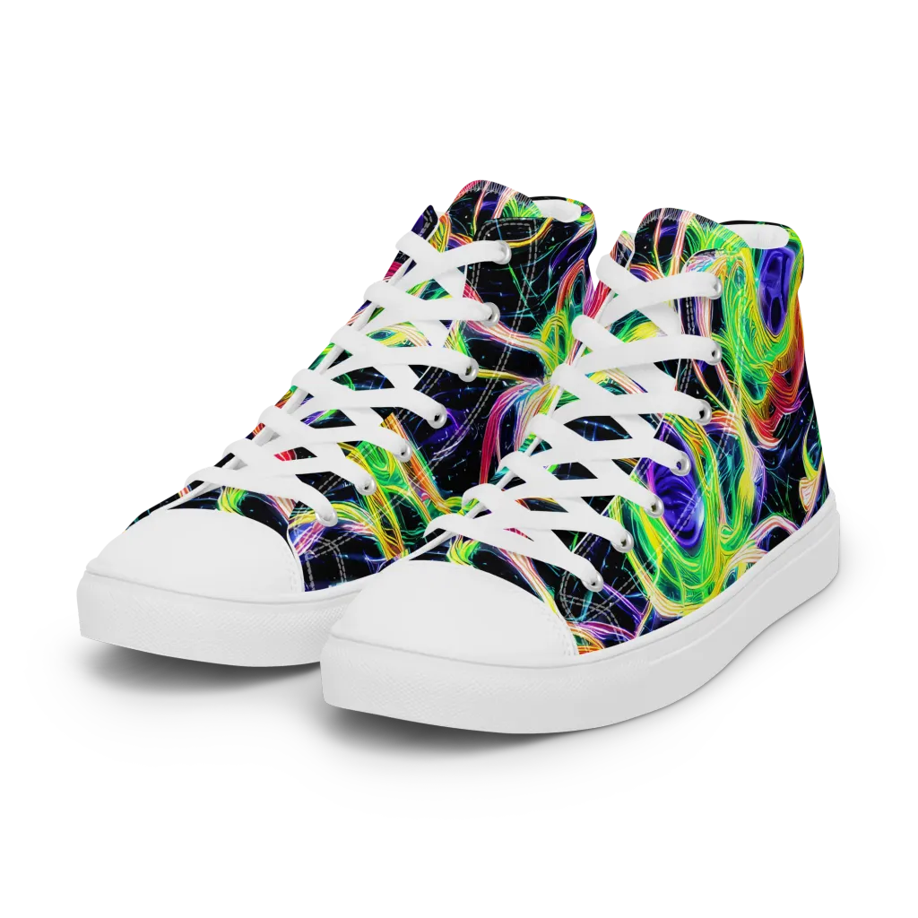 Neon Cell Garden on Women's High Top Canvas Shoes — Left Front