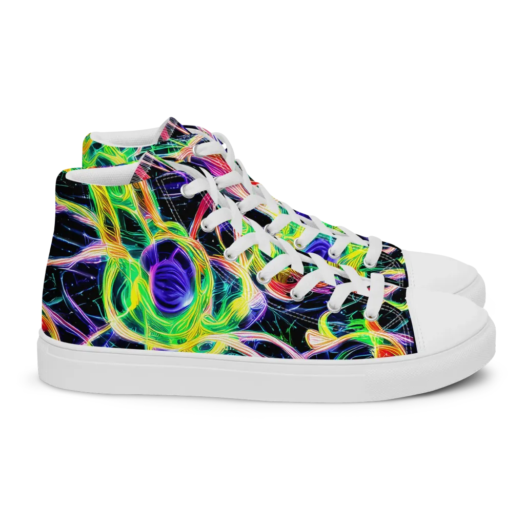 Neon Cell Garden on Women's High Top Canvas Shoes — Right