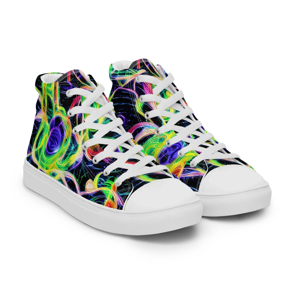 Neon Cell Garden on Women's High Top Canvas Shoes — Right Front
