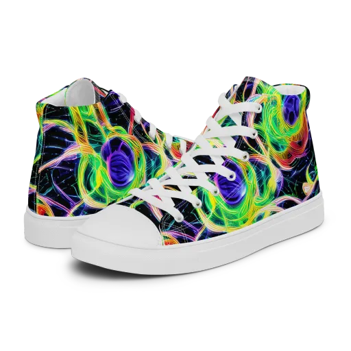 Neon Cell Garden on a Women's High Top Canvas Shoes