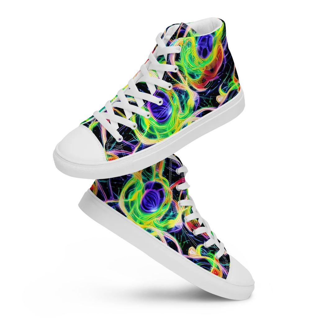 Neon Cell Garden on Women's High Top Canvas Shoes — Front