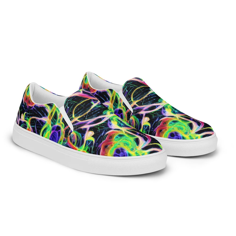 Neon Cell Garden on Men's Slip-On Canvas Shoes — Right Front