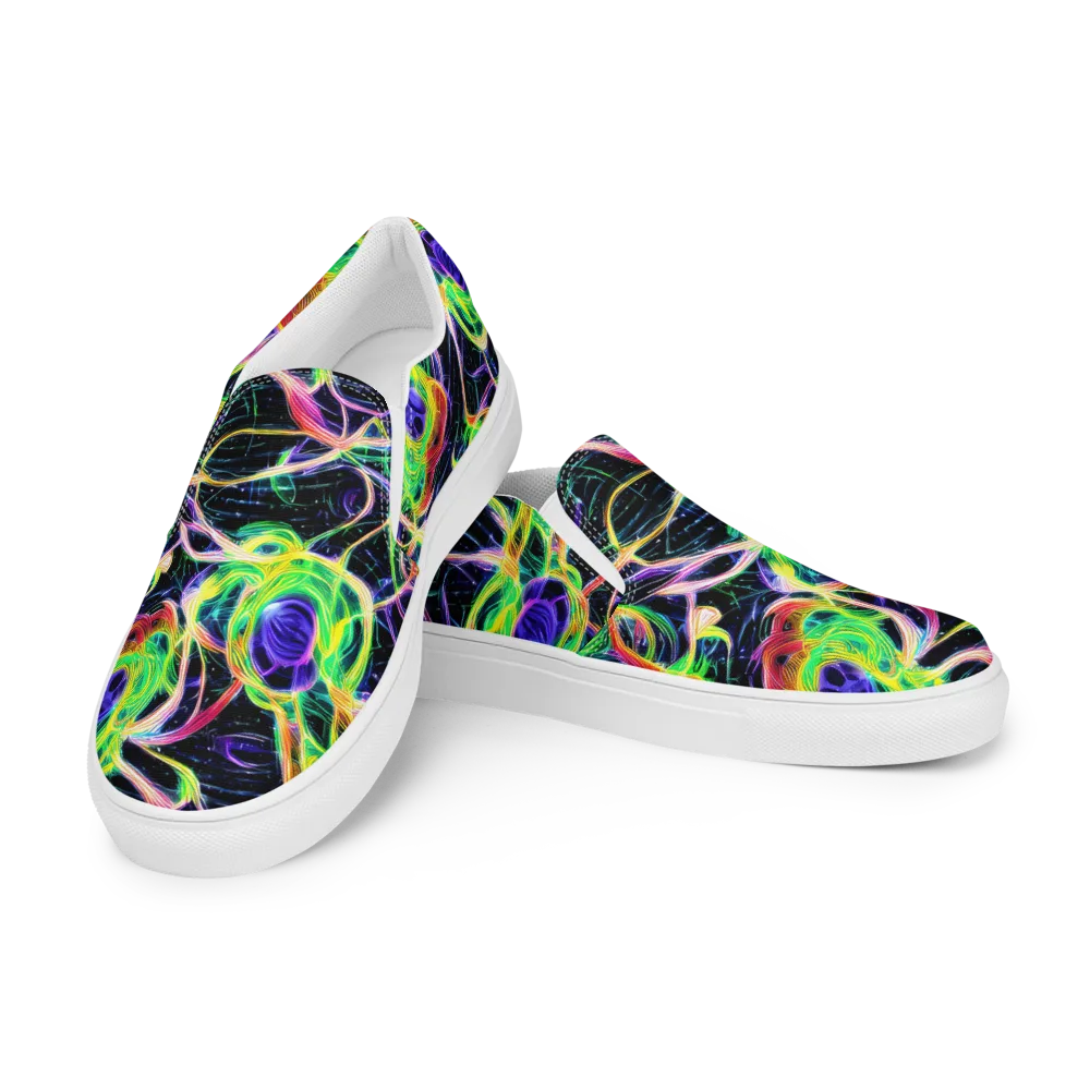 Neon Cell Garden on Men's Slip-On Canvas Shoes — Left Front