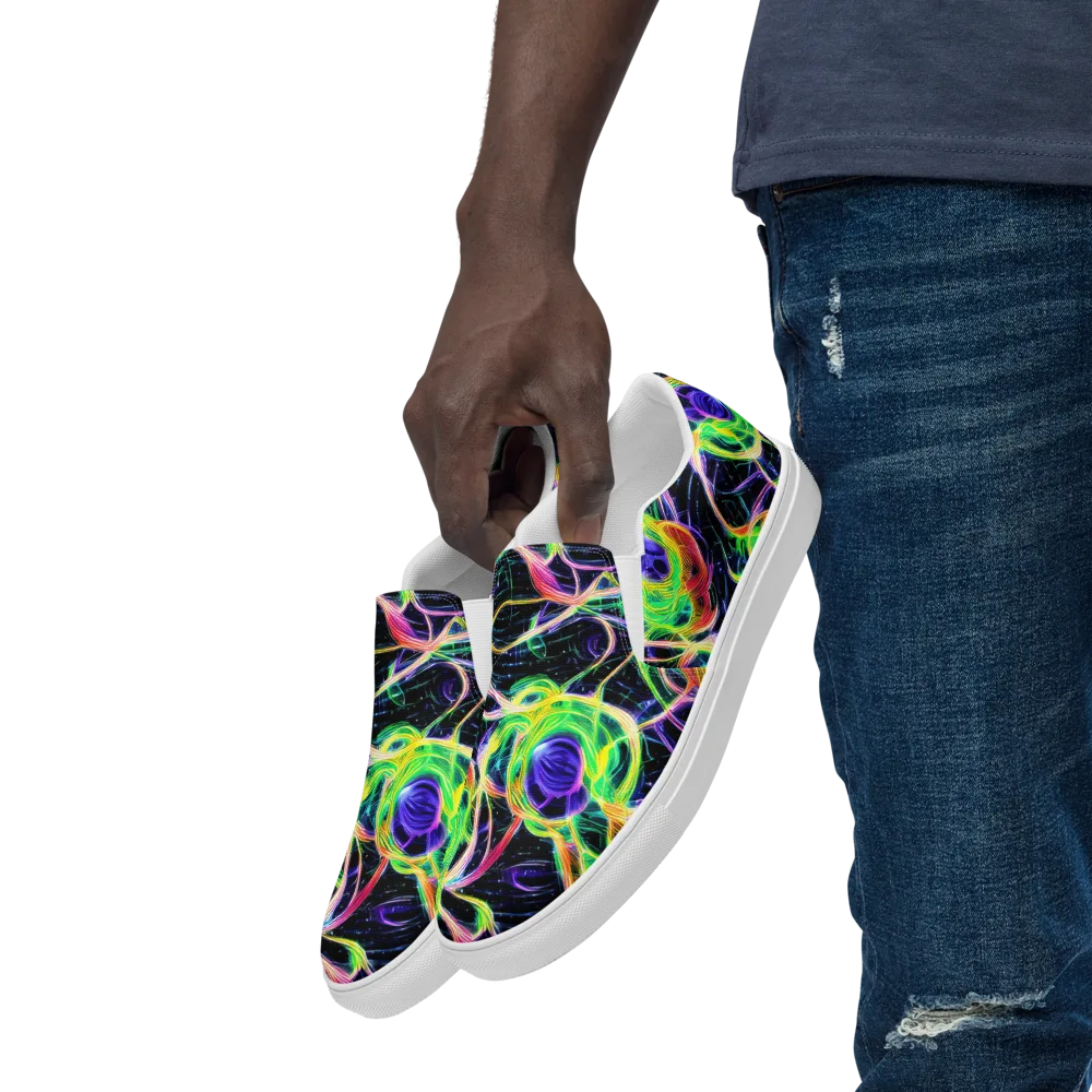 Neon Cell Garden on Men's Slip-On Canvas Shoes — Left Front
