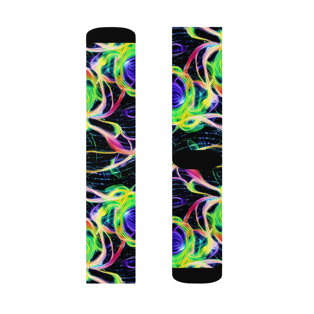 Neon Cell Garden on Socks — Left Sock