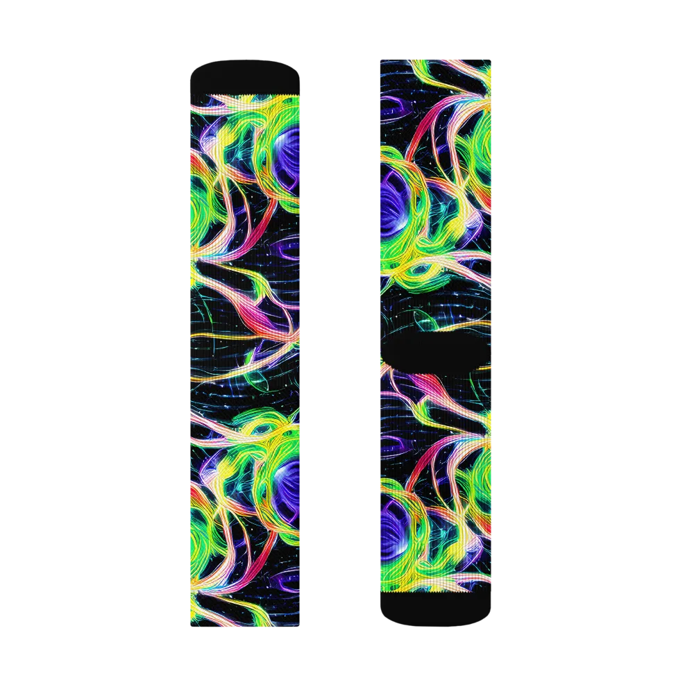 Neon Cell Garden on Socks — Right Sock