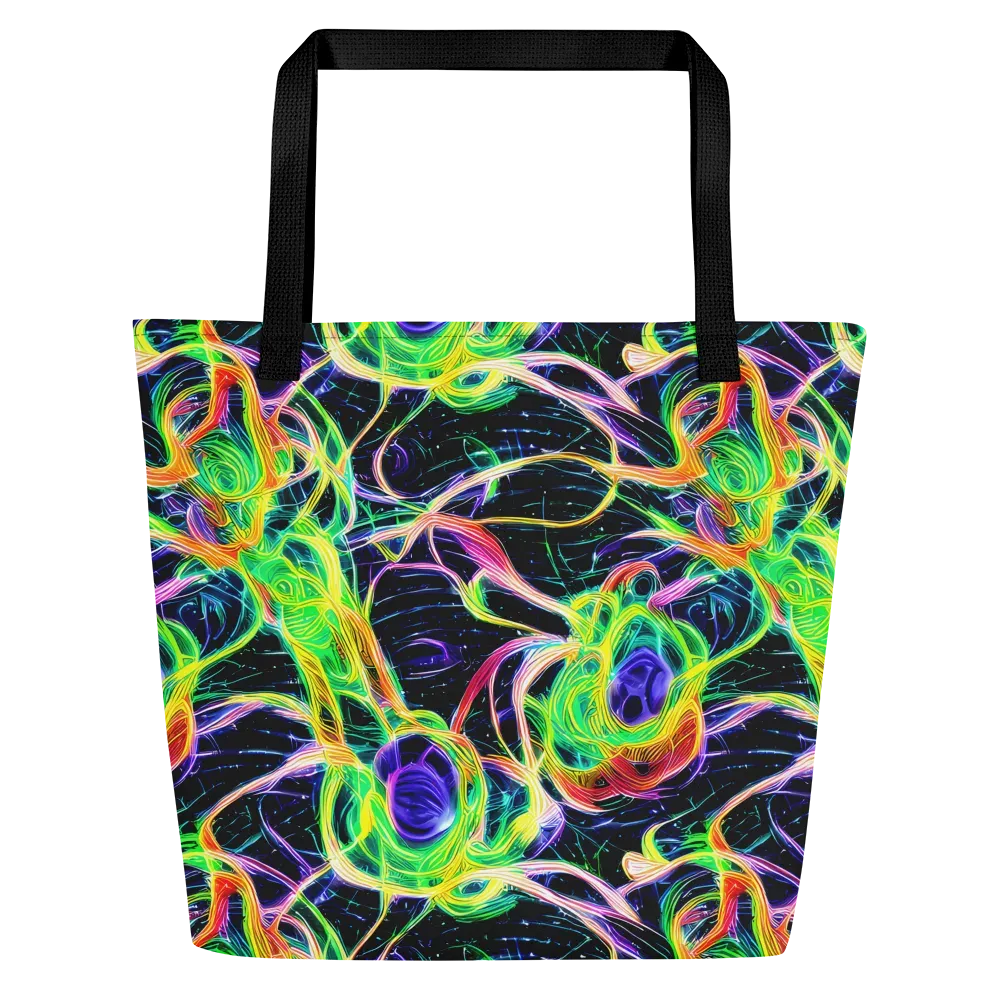 Neon Cell Garden on Large Tote Bag W/ Pocket — Front