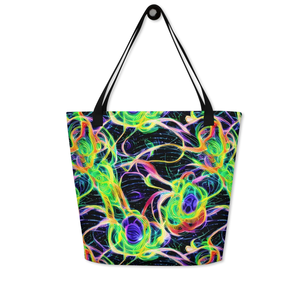 Neon Cell Garden on Large Tote Bag W/ Pocket — Front