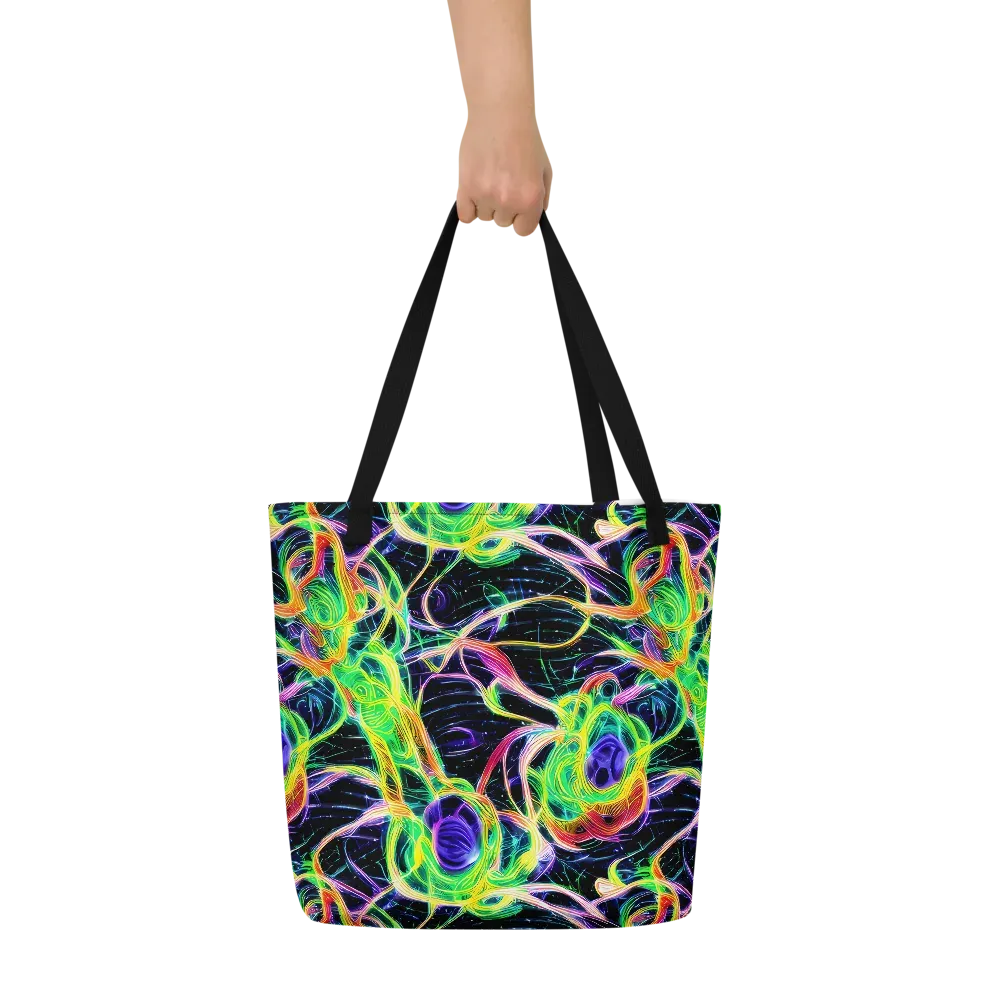Neon Cell Garden on Large Tote Bag W/ Pocket — Front