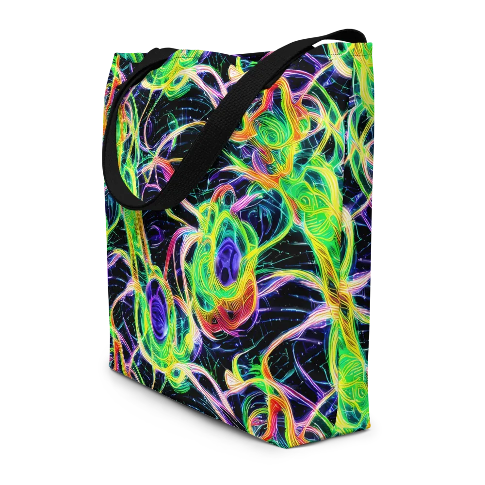 Neon Cell Garden on Large Tote Bag W/ Pocket — Front