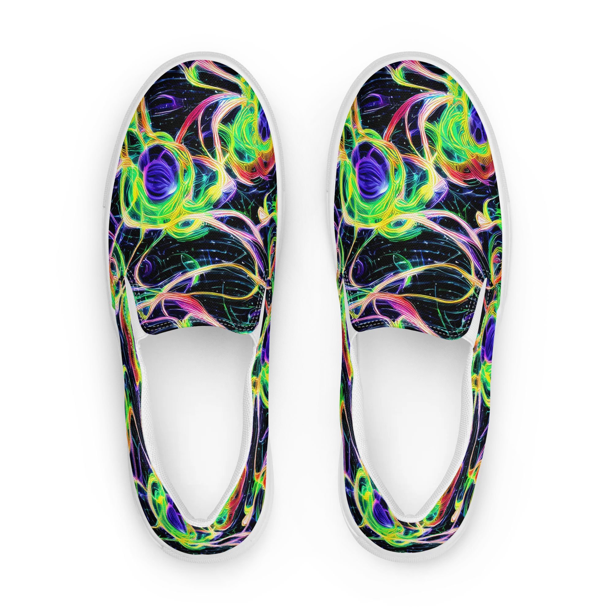Neon Cell Garden on Women's Slip-On Canvas Shoes — Front