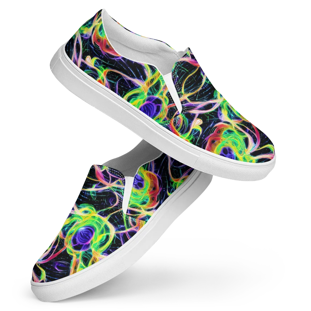 Neon Cell Garden on Women's Slip-On Canvas Shoes — Front