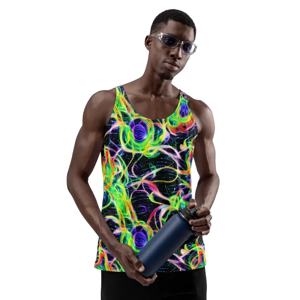Neon Cell Garden on Men's Tank Top — Front