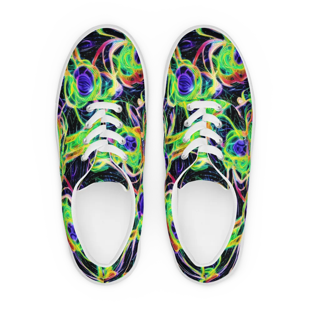 Neon Cell Garden on Men's Lace-Up Canvas Shoes — Front