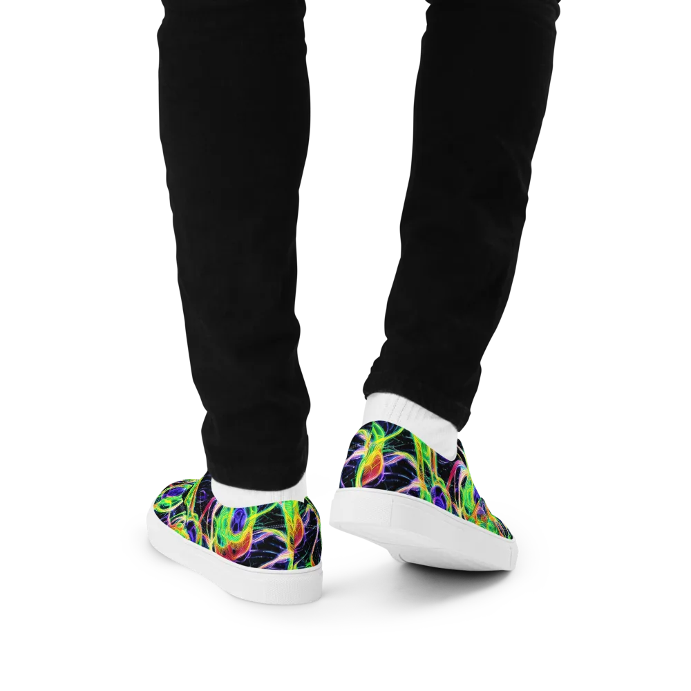 Neon Cell Garden on Men's Lace-Up Canvas Shoes — Back