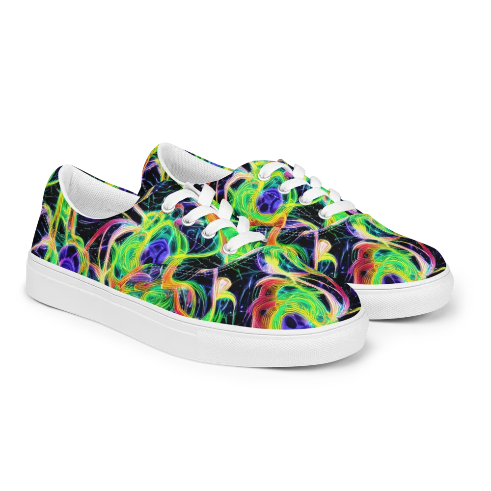 Neon Cell Garden on Men's Lace-Up Canvas Shoes — Right Front