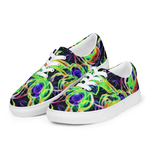 Neon Cell Garden on a Men's Lace-Up Canvas Shoes