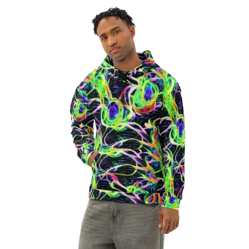 Neon Cell Garden on a Cotton Hoodie