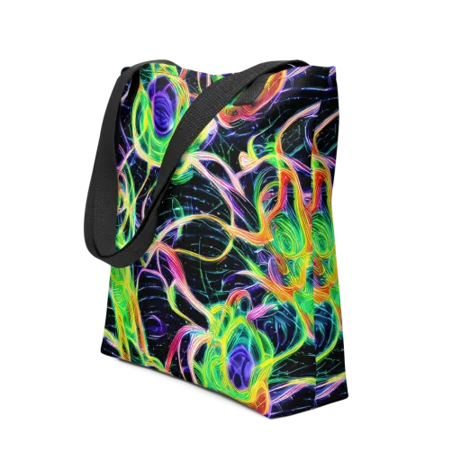 Neon Cell Garden on a Tote Bag