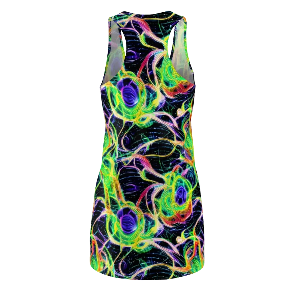 Neon Cell Garden on Racerback Dress — Back