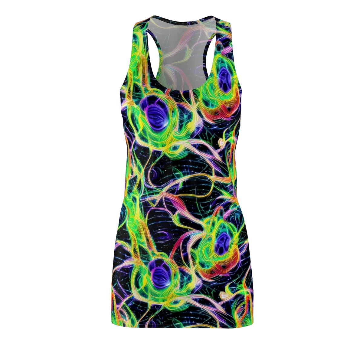 Neon Cell Garden on Racerback Dress — Front