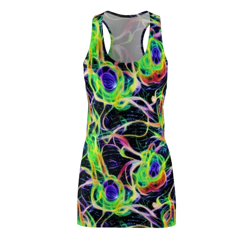Neon Cell Garden on a Racerback Dress