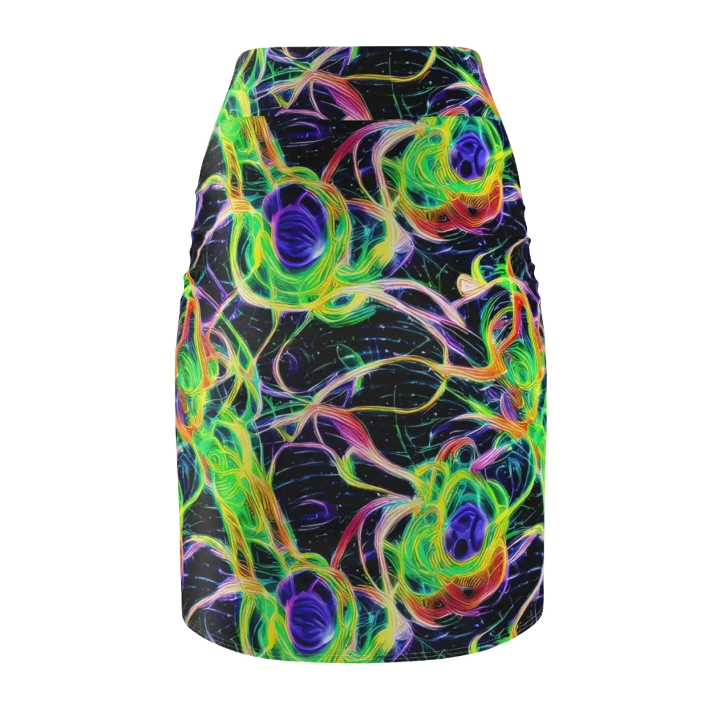 Neon Cell Garden on Pencil Skirt — Back