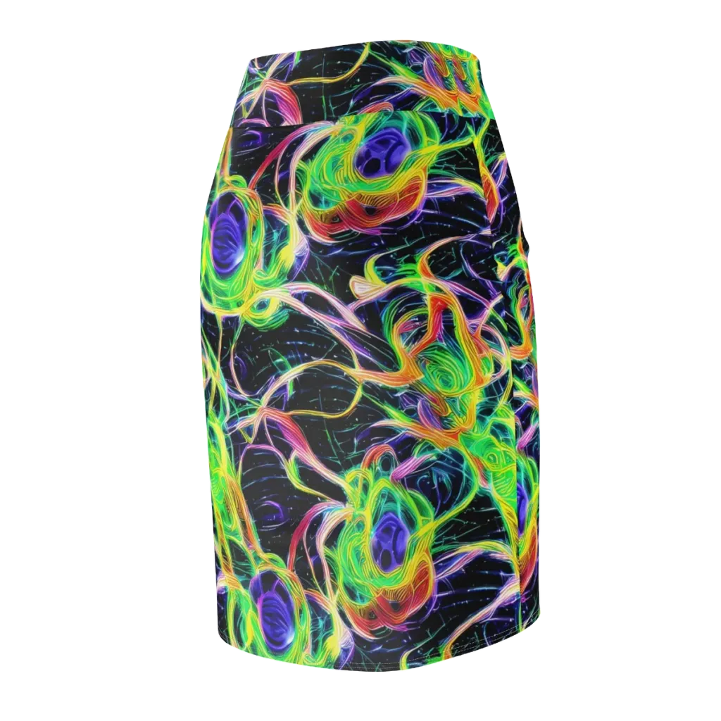 Neon Cell Garden on Pencil Skirt — Back Side