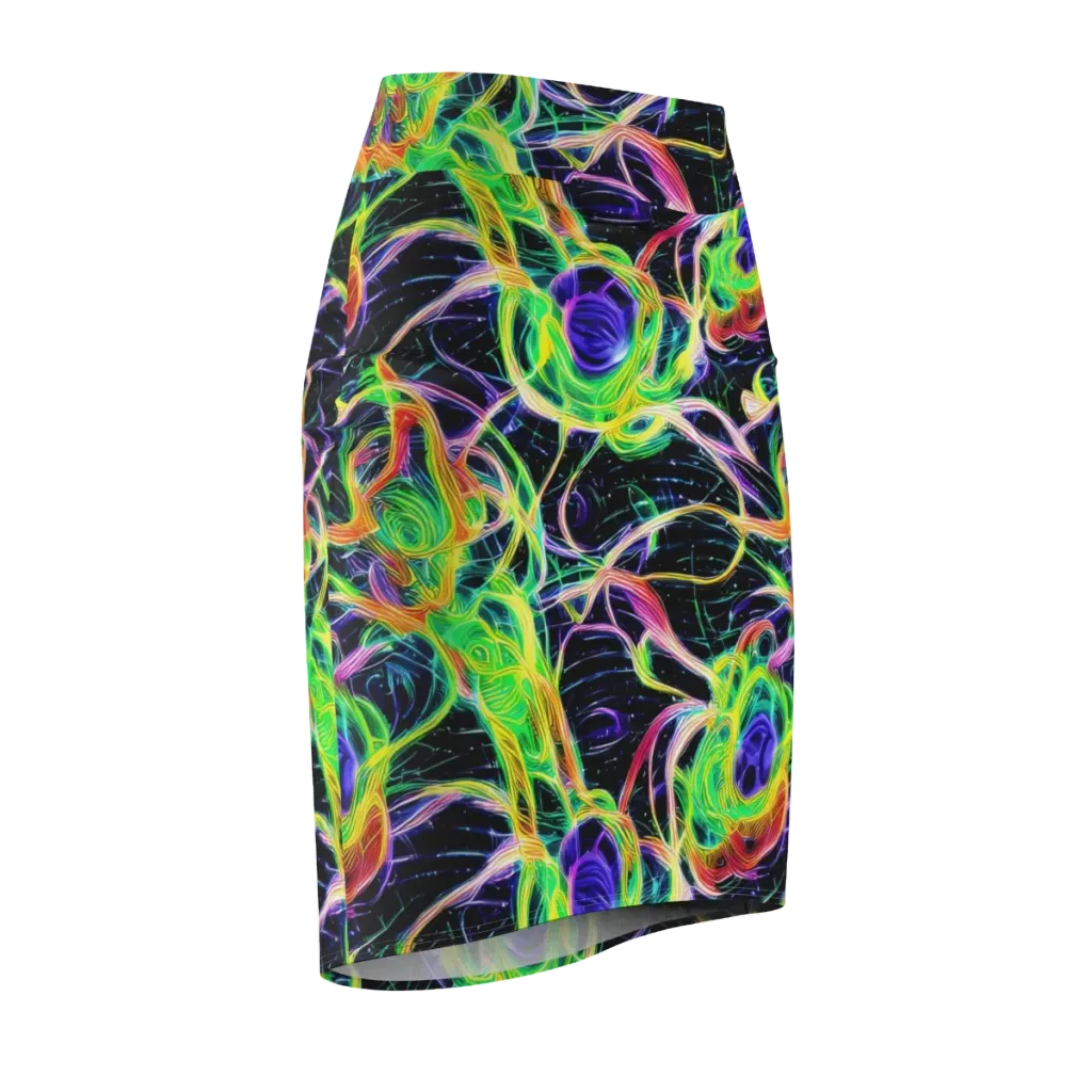 Neon Cell Garden on Pencil Skirt — Front Side