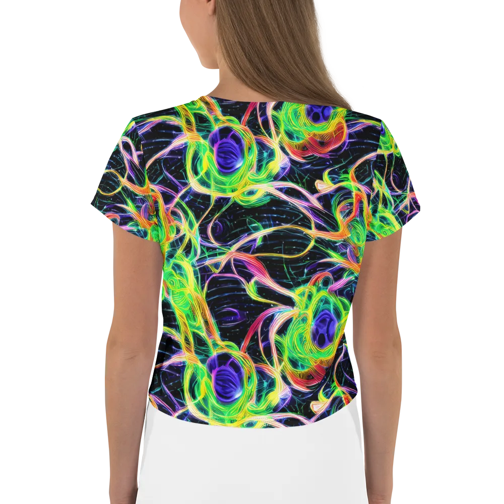 Neon Cell Garden on Crop Tee — Back